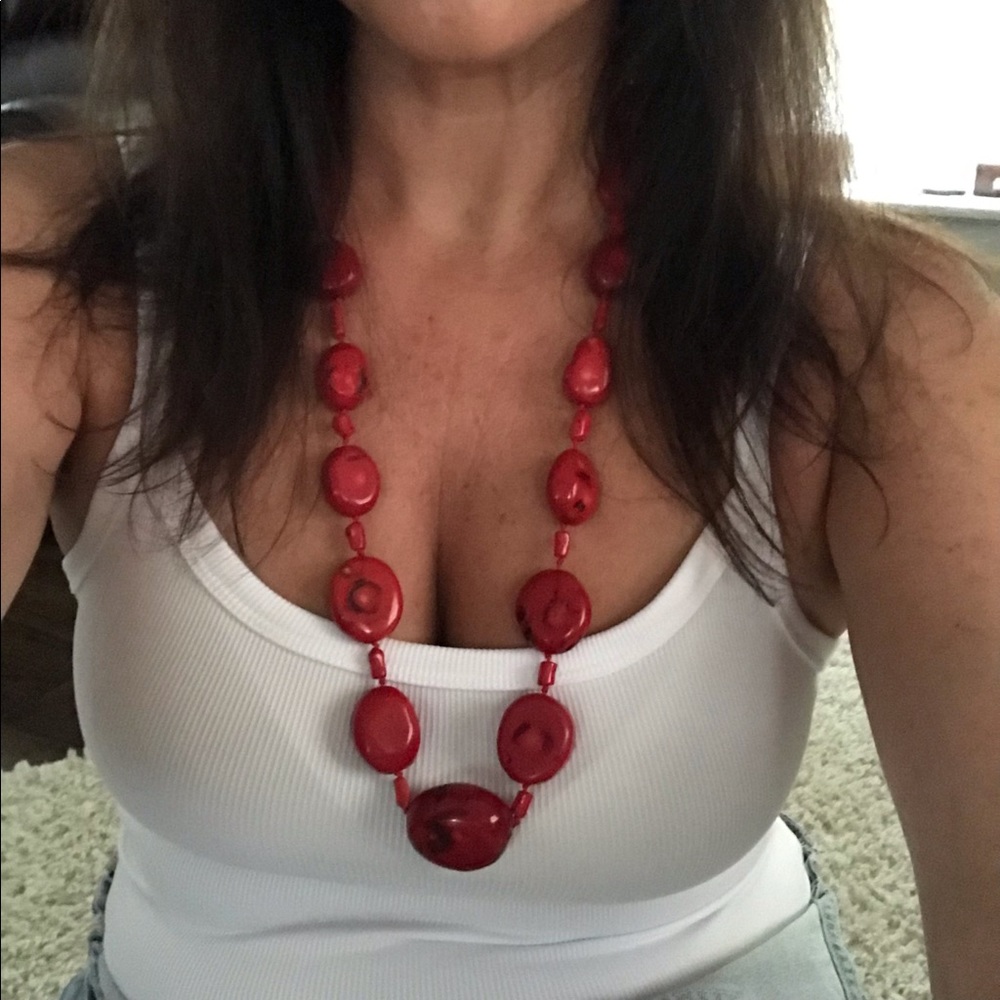 Gorgeous heavy red stone necklace by Studio Barse